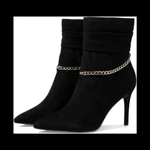 Marc Fisher Danisa Black Boots with Silver Chain Detail